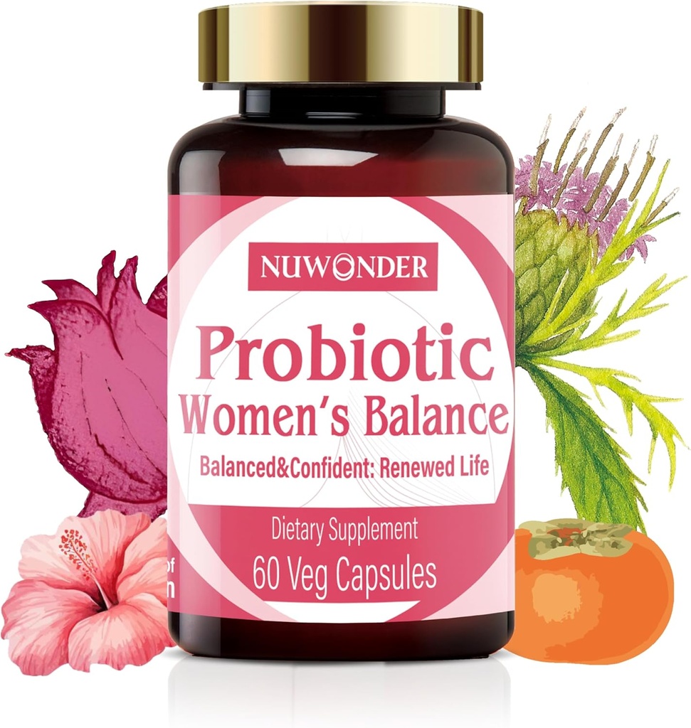 Prebiotika og probiotika til kvinder - Vaginal Probiotika Blend, Natural Prebiotika, Herbal Support, Promote Feminin Health & Intimate Balance, Eliminere Vaginal Odors & pH Balance, 60 Kapsler.