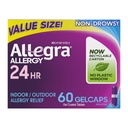 Allegra Voksen 24- timers Allergi Relief Gelcaps, Non- Drowsy Indendørs og Udendørs Allergi Medicin, 180 mg Fexofenadine HCI Antihistamin Pill, 60- greve