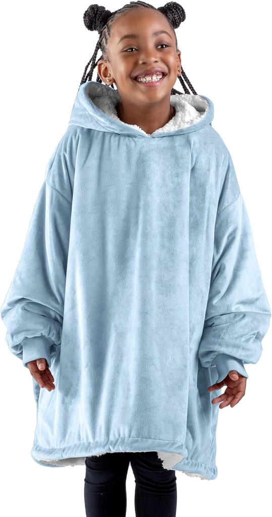 Bare Home Wearable Blanket Hoodie - Soft Plush Sherpa - Varme og Cozy - Overdimensioneret Wearable Blanket - Voksen & Kid Sizes