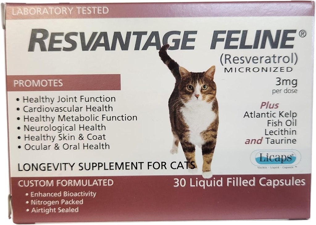 Feline - Resveratrol - Longevity supplement til katte - 30 kapsler
