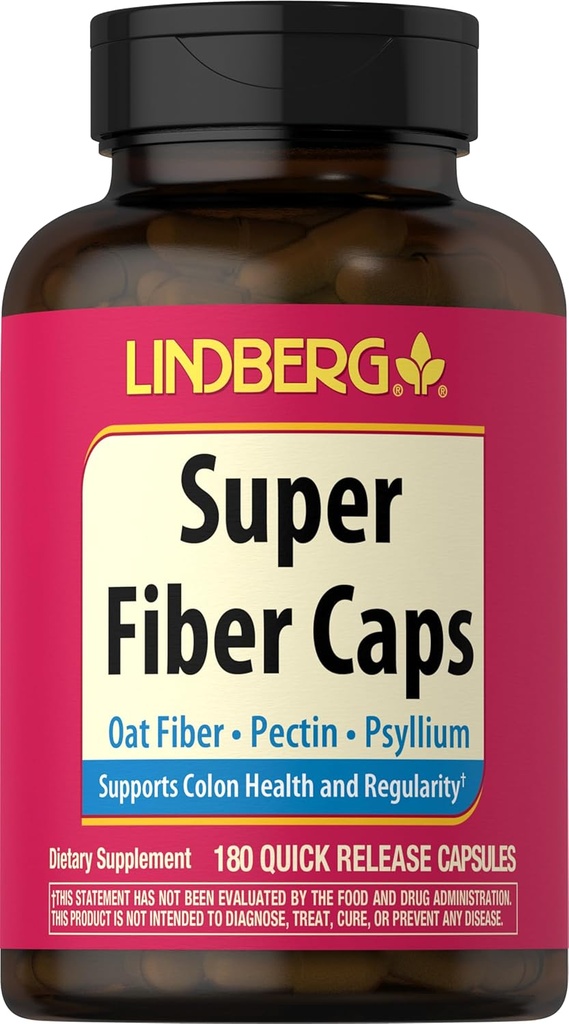 Lindberg Super Fiber Supplementet 124; 180 Kapsler; 124; Havre, Pektin, & Psyllium; 124; Non- GMO & Gluten Free
