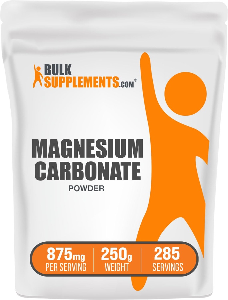 BulkSupplements.com Magnesium Carbonate Powder - Magnesium Supplement, Mag Carbonate Powder - Pure Magnesium, Gluten Free, 875mg (210mg Magnesium) per Serving, 250g (8.8 oz)