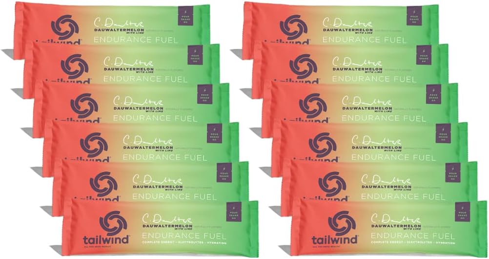 Tailwind Nutrition Endurance Fuel, Grab- and-Go Sports Drink Powder Mix with Electrolytes, Non- GMO, Gratis Soy, Dairy, og Gluten, Vegan- Friendly, Dauwaltermelon, Pack of 12