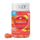 OLLY Probiotisk + Prebiotic Gummy, fordøjelsesstøtte og tandtråd sundhed, 500 Millioner CFU 'er, Fiber, Voksen tyggetabletter for mænd og kvinder, Peach, 60 dages forsyning - 60 Greve