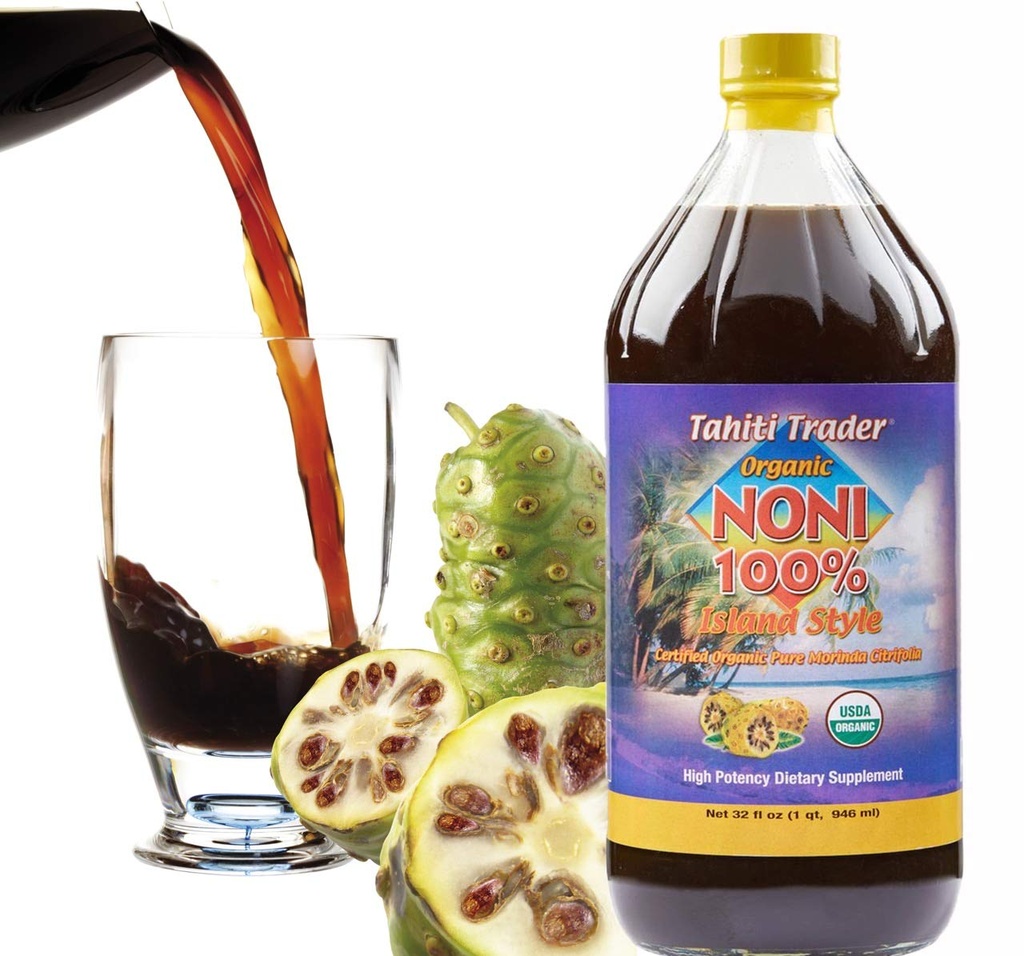 Tahiti Trader Island Style High Potency Noni Juice - Pure Noni Fruit Juice Fermenteret til vineddike - Organic Antioxidant Superfood Supporting Energy & Body Health - (32oz, 1 Pack)