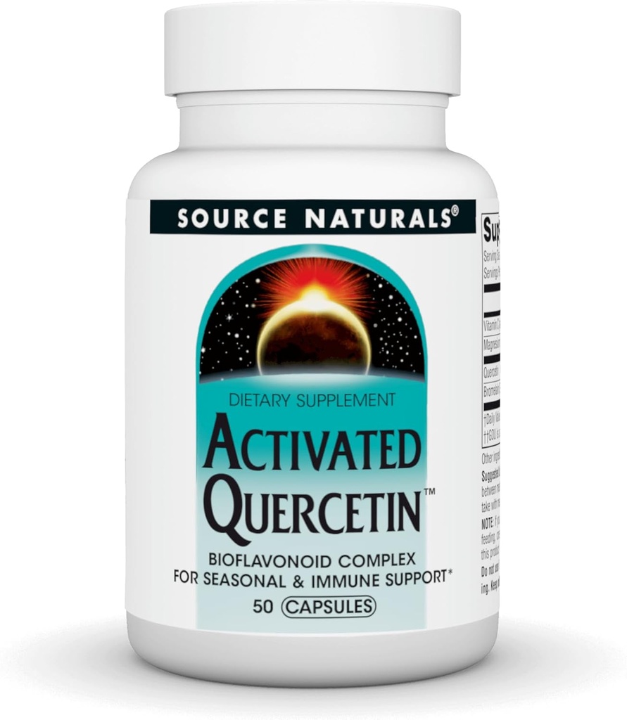 Source Naturals Aktiveret Quercetin, Bioflavanoid Complex, for Sæson- og immunstøtte - 50 kapsler