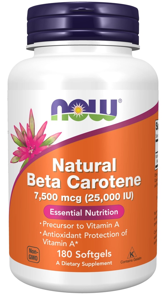 Now Foods Supplements, Natural Beta Caroten 25.000 IE, Essential Nutrition, 180 Softgels