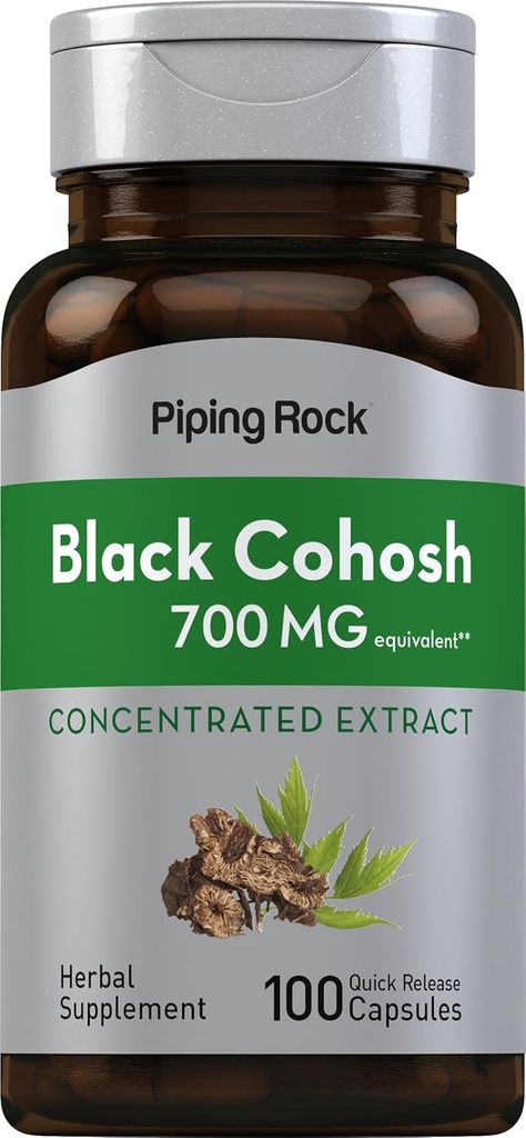 Piping Rock Black Cohosh Root Extract 12, 700 mg 12, 100 Kapsler 124, Koncentreret 1, 125; Non- GMO, Gluten Free Supplement