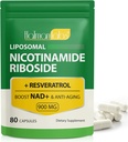 NAD Supplement - Liposomal Nicotinamid Riboside 900mg, Resveratrol, Quercetin - High Renhed NAD Supplement for energi, Support Cellular Health, Stamina & Sund Aging - Ultra Styrke 80 Kapsler
