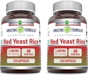 Amazing Formulas Red Gær Rice 1200mg Per Serving Kapsler Supplement 124; Non- GMO Note 124; Gluten Free