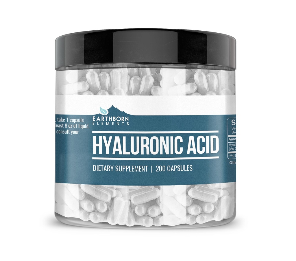 Earthborn Elements Hyaluronsyre 200 Kapsler, Pure & Ufortyndet, Ingen tilsætningsstoffer