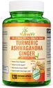 NutreeVit Økologisk gurkemeje med Ashwagandha & Ginger - 120 Kapsler - 124; Ashwagandha Root & Gurkemeje Supplement med D3- vitamin