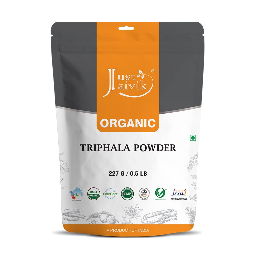 Just Jaivik 100% Organic Triphala Powder 227 gm / 0, 5 lb ttesmå 124; Understøtter Immunitet & fordøjelsesfunktioner