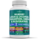 NEW AGE Eye Health Vitamin med Bilberry Lutein & Zeaxanthin Lycopene Resveratrol Grape Seed Astaxanthin - Eye Vitamin - 60 Greve