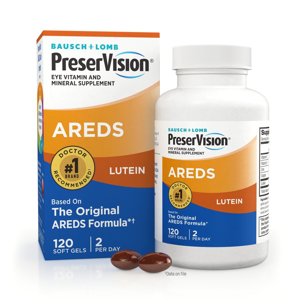 PreserVision AREDS Eye Vitaminer, # 1 Eye Doctor Anbefalet Mærke, Multivitamin med Lutein, Vitaminer C & E, Zink, og Kobber Kosttilskud, 120 Softgel