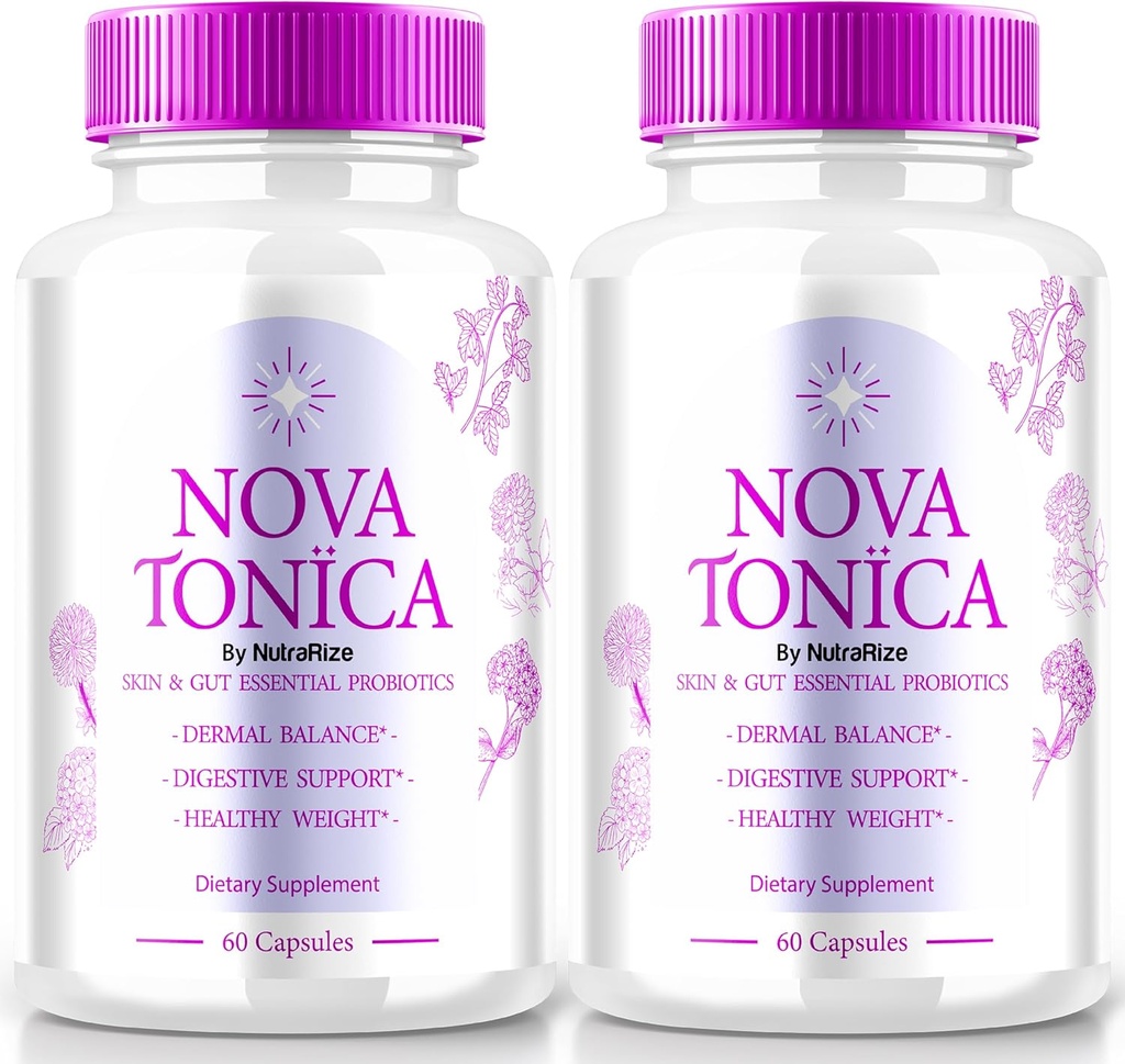 (2 Pack) NovaTonica kapsler, Nova Tonica til støtte naturligt sund og glødende hud, Ekstra stærk supplement til støtte Hydration, Skin- Enhancing Vitamin piller, Nova Tonic anmeldelser (120 Kapsler)