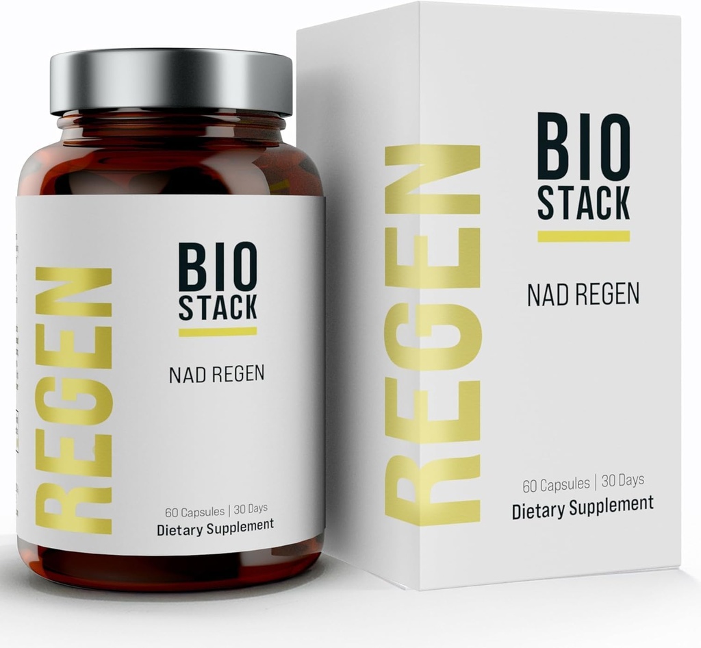 BIOSTACK NAD Regen - Avanceret NAD + Supplement med NAD3, Yüth Spermidin, Resveratrol, Niacinamid Name 124; NMNH Alternativ