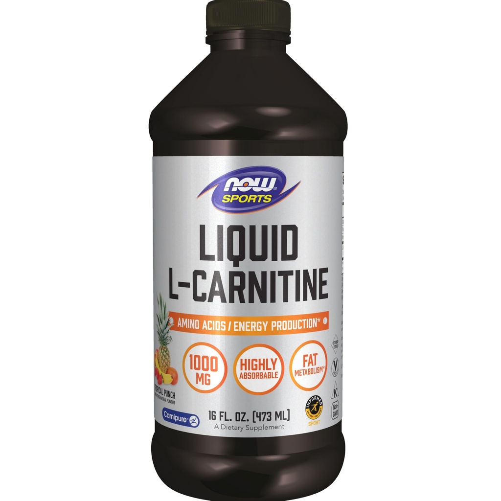 Now Sports Nutrition, L- Carnitin Liquid 1000 mg, Meget Absorbable, Tropical Punch, 16 - Ounce
