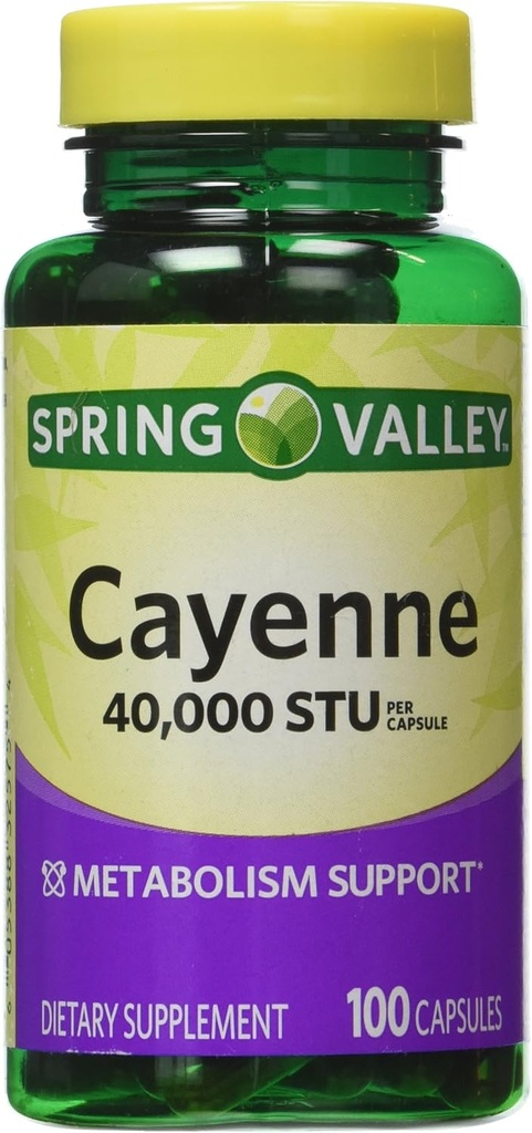 Spring Valley - Cayenne Fruit 40.000 STU, hel urt, 100 kapsler