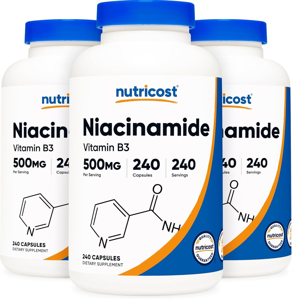 Nutricost Niacinamid (vitamin B3) 500 mg, 240 kapsler (3 flasker)