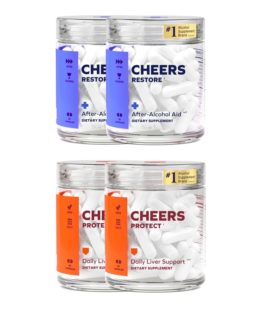Skål Lever Combo Combo 124; Genopret + Beskyt Buddy 124; Support Din lever & føler sig bedre efter at have drukket Buddy 124; DHM, L- Cysteine, Milk Thistle, Prickly Pære, B- Vitamin Buddy 124; 24 Doser Genopret, 60 Doser Beskyt Buddy 124; Kosttilskud