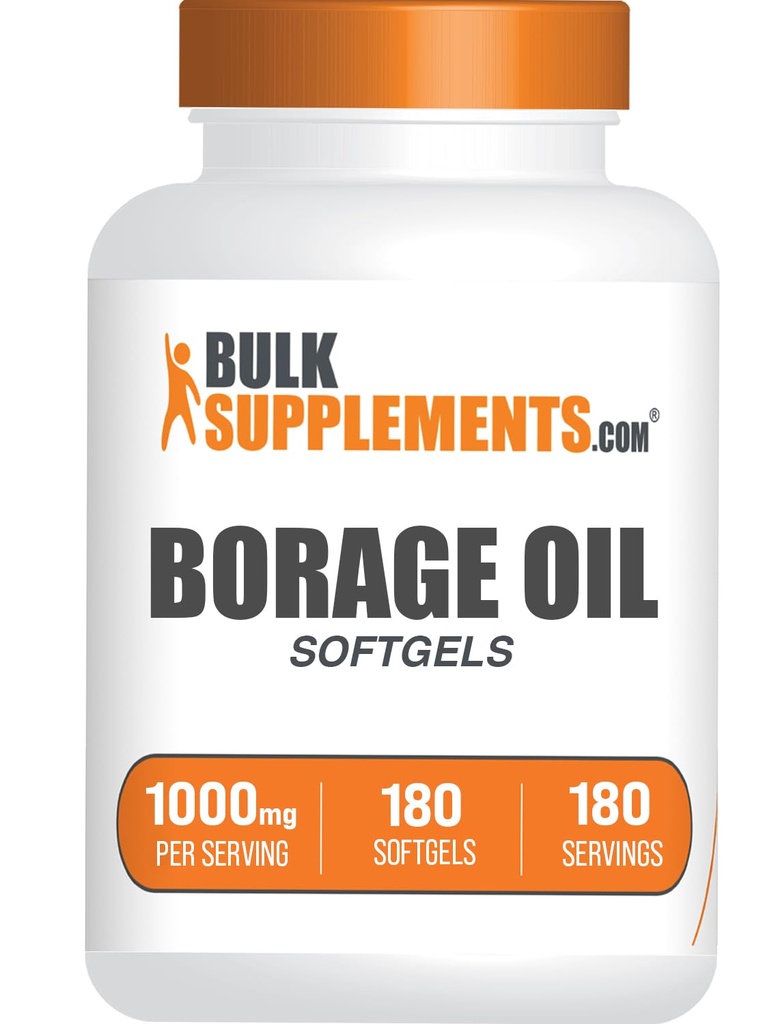 Bulkadditions.com Borage Oil Softels - Gamma Linolensyre tillæg, Borage Oil Supplements, Borage Oil 1000mg - Gluten Free, 1 Softgel per Serving, 180 Greve (Pack of 1)