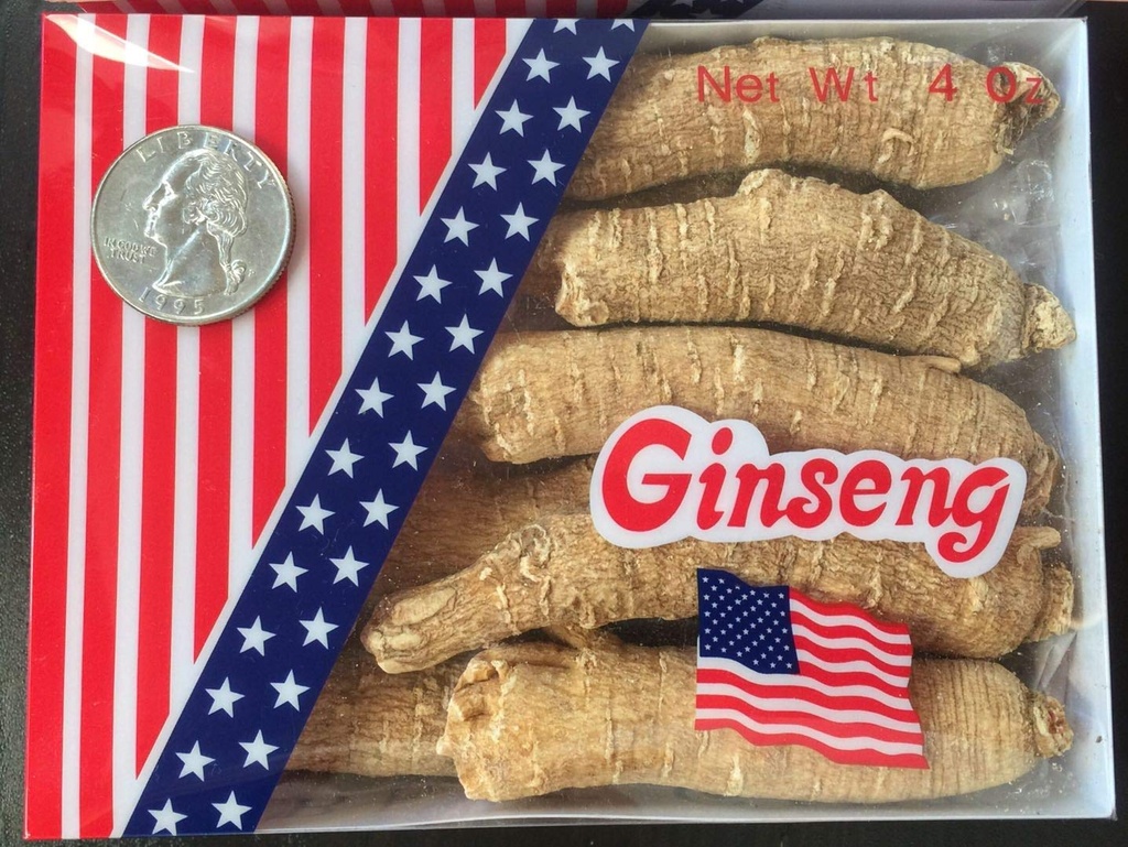 Amerikansk Ginseng fra Wisconsin, Ginseng Root / Ginseng Slice / Ginseng Tea, 4 Ounce (Jumbo Long Roots)