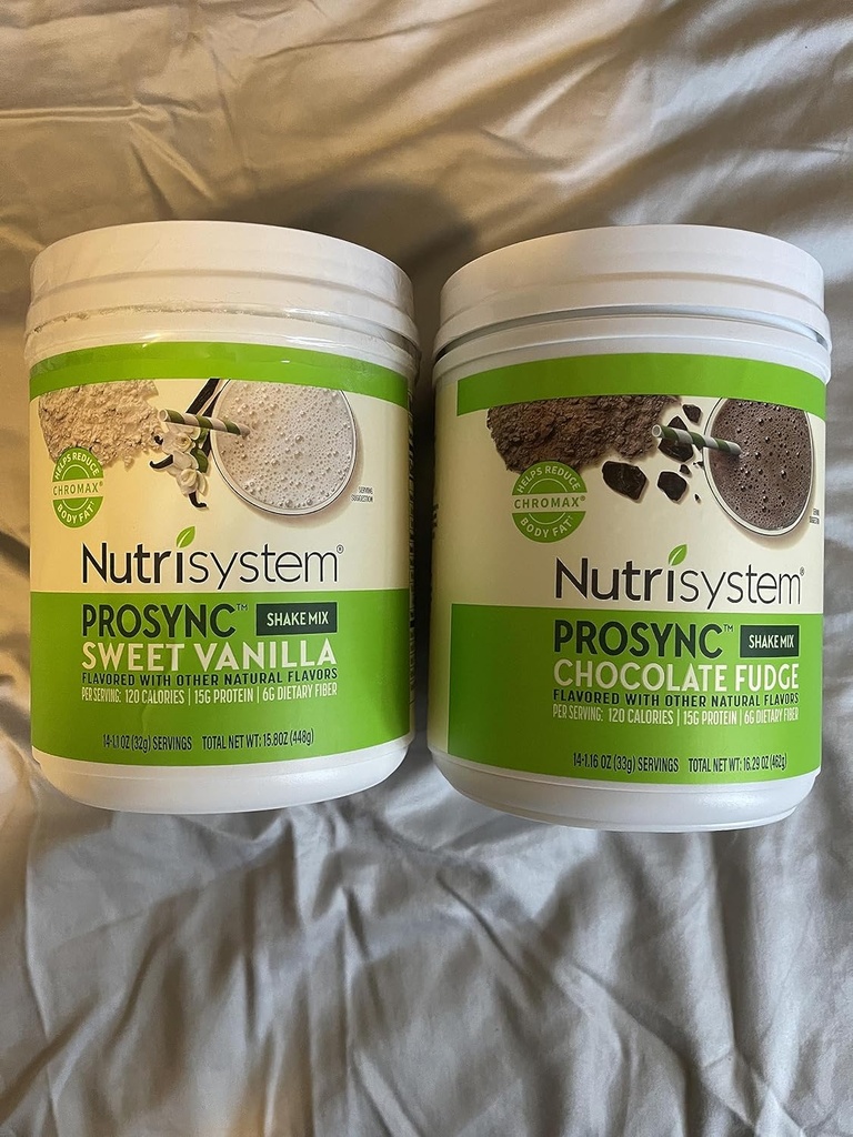 Nutrisystem Nutrichrush Probiotiske shakes Chokolade Fudge og Sweet Vanilla Shake Mix - Protein & Probiotics Support Diguestive Bust Belly Bloat 2 Containers 16.3 oz. hver 28 Servere, (Pack of 2)