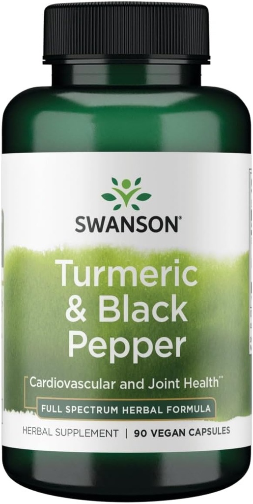 Swanson Premium- gurkemeje '&' Black Pepper - Antioxidant, fordøjelse '&' Fælles støtte - 90 Veg Caps