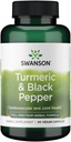 Swanson Premium- gurkemeje '&' Black Pepper - Antioxidant, fordøjelse '&' Fælles støtte - 90 Veg Caps