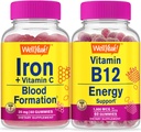 WellYe Iron + C-vitamin + vitamin B12 1000mcg, Gummies Bundle - Great Tasting, Vitamin Supplement, Gluten Free, GMO fri, Chewable Gummy