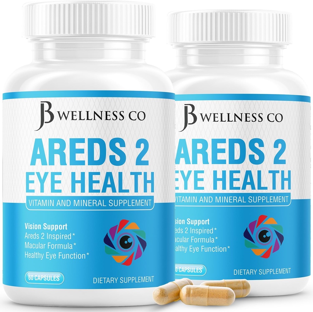 JB Wellness AREDS 2 Eye Vitamin & Mineral supplement, Indeholder Lutein, C-vitamin, Zeaxanthin, Zink & Vision Vision Supplement - 120 Tæl