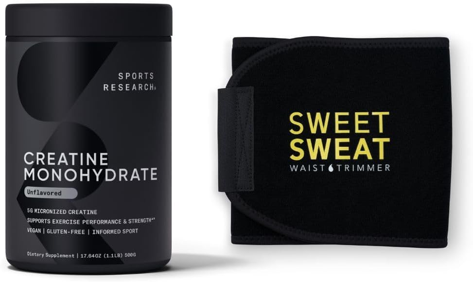Sportsforskning Creatin monohydrat og sød sweat waist trimmer - sort og gul (Stor)