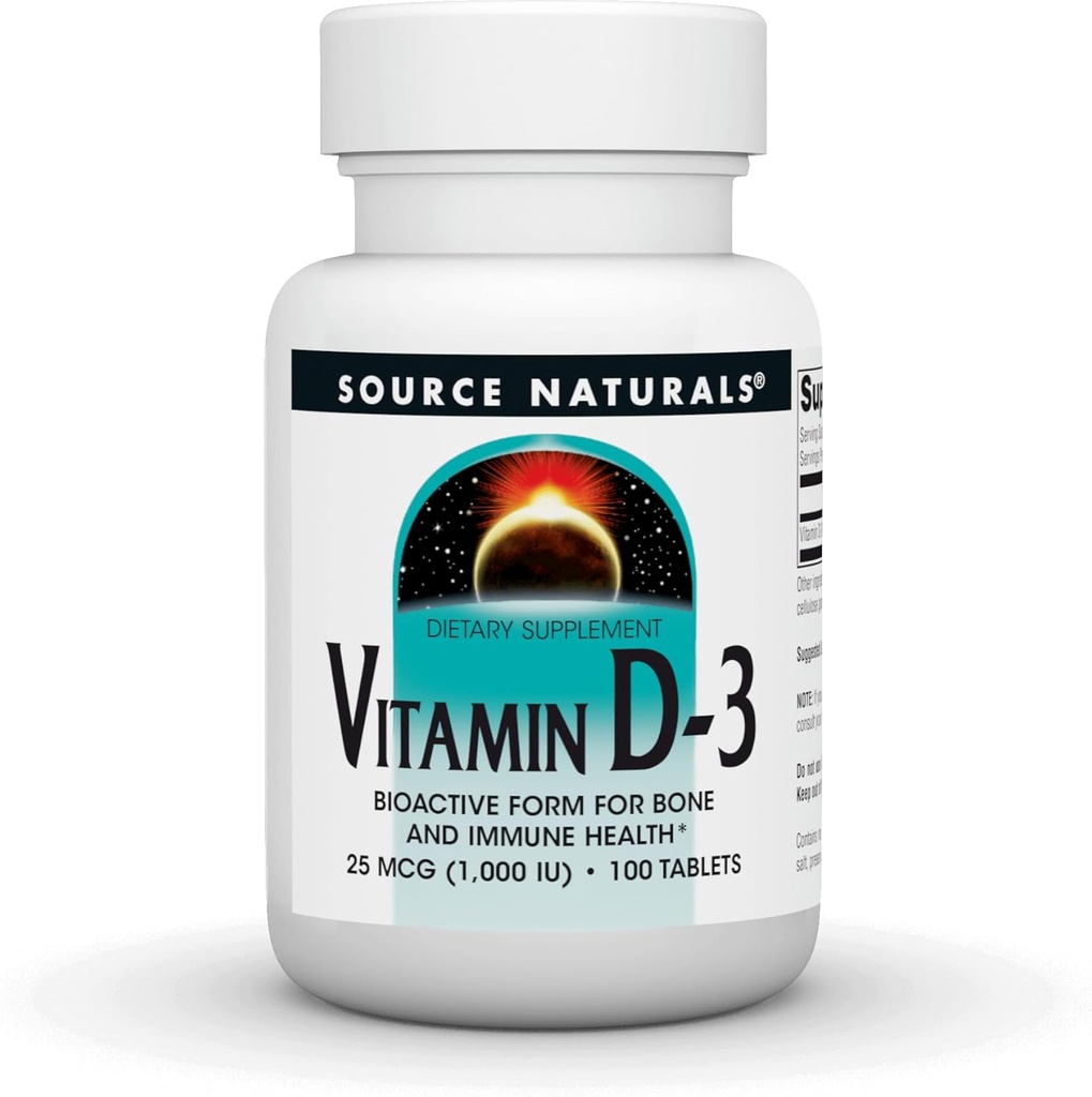 Source Naturals Vitamin D-3 1000 iu Understøtter Bone & immunforsvar * - 100 tabletter