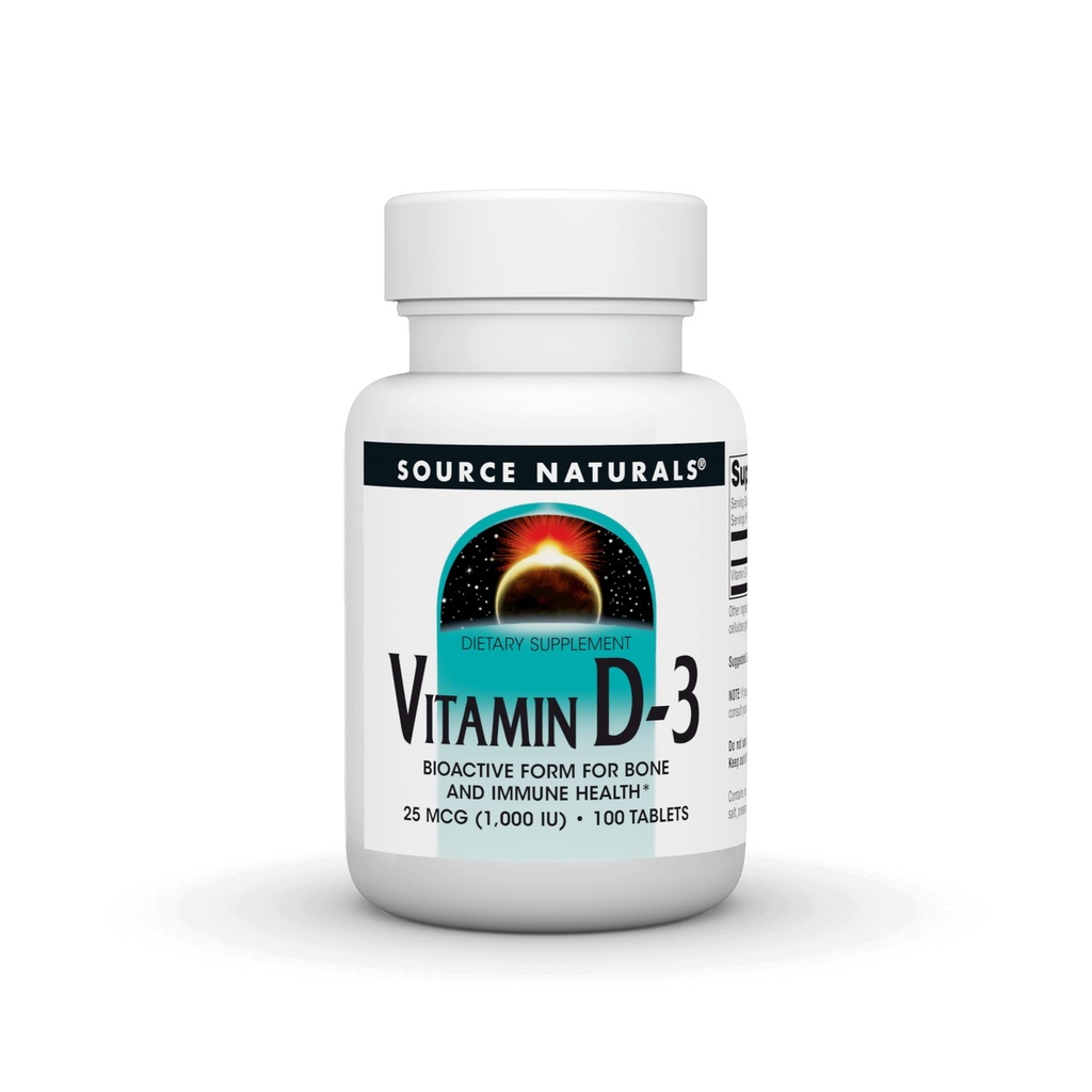 Source Naturals Vitamin D-3 1000 iu Understøtter Bone & immunforsvar * - 100 tabletter