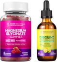 Magnesiumglycinat Glycinat Gummier til voksne, søvn, afslapning og fokus, blandet berry flavor & væske med Magnesium citrat & Taurat, Lemon flavor
