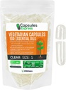 XPRS Nutra Størrelse 1 Tomme Veganske Kapsler - 100 Grev Clear Veggie Kapsler til Mest Væsentlige Olier - Tomme Vegetabilske Piller - DIY Oil Fyldning