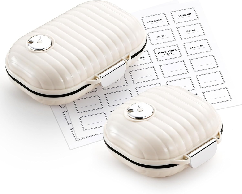 Zannaki Pill sag Portable små ugentlige rejse Pill Organizer, Cute Fugt Bevis Pill Box Holder for purse, Daily Pocket Pharmacy Medicine Container for Vitamin, Fish Oil, tillæg, lille + Stor