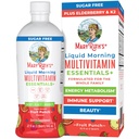 MaryRuth Organics Liquid Morning Multivitamin Essentials + Beeg 124; vitamin A C D E B6 B12 Biotin Zink, Herre Kvinder Multivitamin, immunforsvar, Beauty Memory 124; Sukker fri