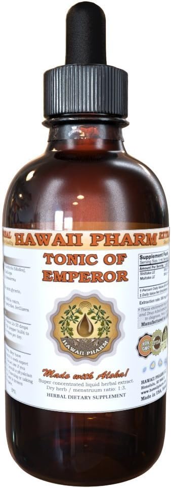 Hawaii Pharm Shiitake, Maitake, Cordiceps, Reishi Liquid Extract, Organic Dried Shiitake, Maitake, Cordiceps, Reishi Tincture, Herbal Supplement, Made in USA, 4 fl.oz