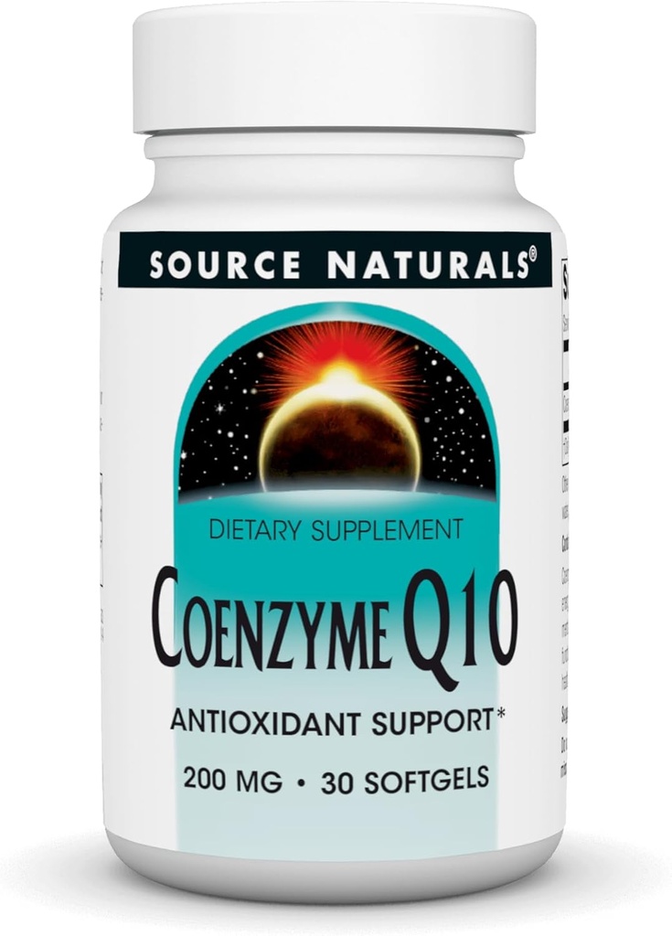 Source Naturals Coenzym Q10 Antioxidant Support 200 mg til hjerte, hjerne, immunitet, & leverstøtte - 30 Softgels