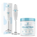 WONDERCOW Bovine Colostrum Powder supplement til Gut Health, immunforsvar, Muscle Recovery & Wellness Unflavored + Milk Frother høj drevet hånd mixer
