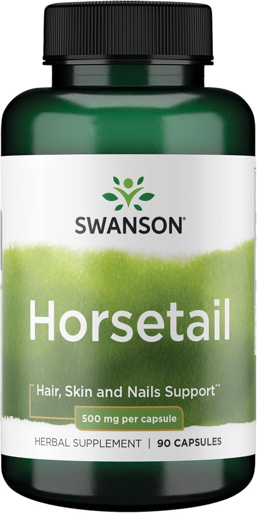 Swanson Horsetail - Herbal supplement støtte sundt hår, hud & negle - Naturlige ingredienser til ben sundhed & urinveje støtte - (90 kapsler, 500mg hver)