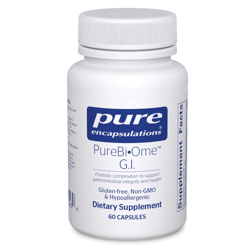 Pure indkapslinger PureBi • Ome G.I. • 124; Hypoallergen Multi Strain Probiotisk Blend til G.I. Comfort og sundhed • 124; 60 kapsler