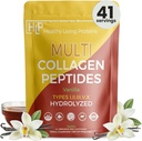 Sunde levende proteiner - Hydrolyzed Multi Collagen Peptider Powder Typer I, II, III, V & X - Græs Fed Kvæg, Vild fanget Marine, Free Range Chicken - Gluten Free (Vanilla, 16 oz)
