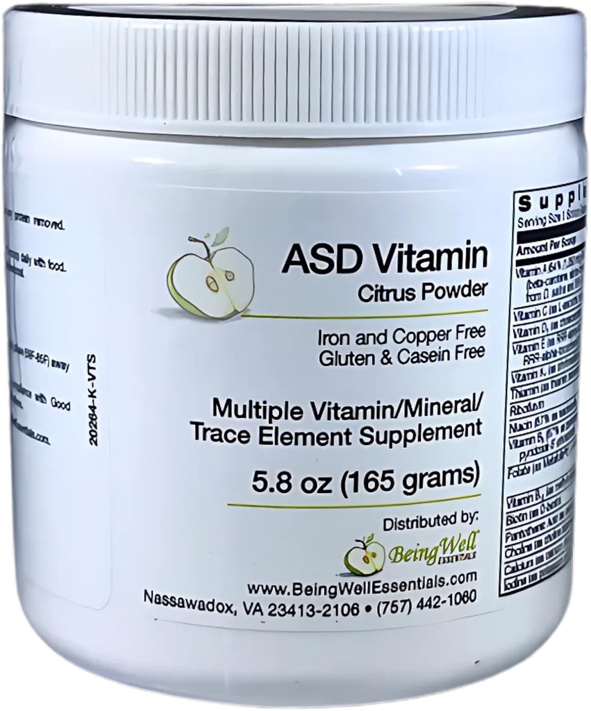 ASD Vitamin Powder - Citrus Flavor - for Children with Autism Spectrum Disorder Multiple Vitamin/mineral/trace Element Supplement- 5.8 oz