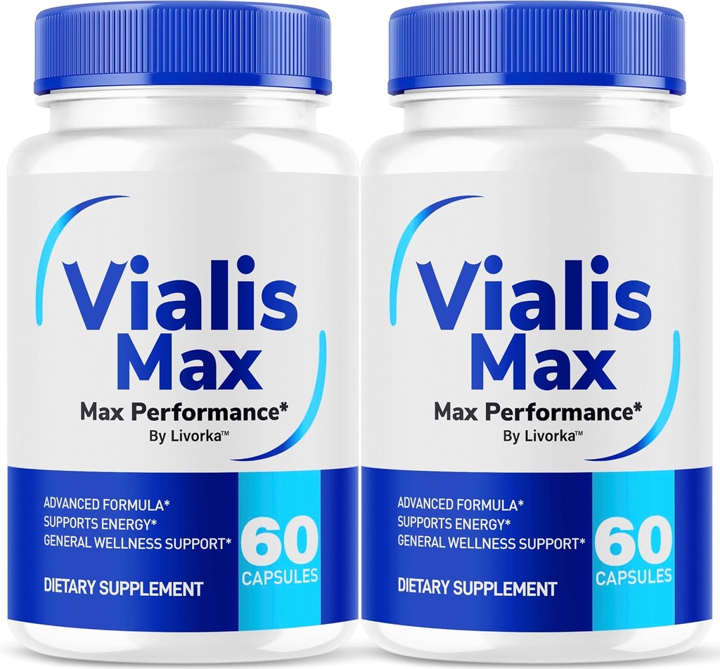 (2 Pack) Vialis Max piller til mænd - Officiel Vialis Max Premium mandlige støtte Formel for hurtig fungerende energi, Endurance og ydeevne, VialisMax kapsler Advanced Formel, 120 kapsler til 2 måneder