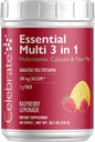 Celebrate Vitaminer 3- in-1 Bariatric Multivitamin med Calcium Citrate Drink Mix - 500mg Calcium, Gluten Free, Sugar Free - Powder Blend for Post Bariatric Kirurgi - Rasp Lemonade (60 Servere)