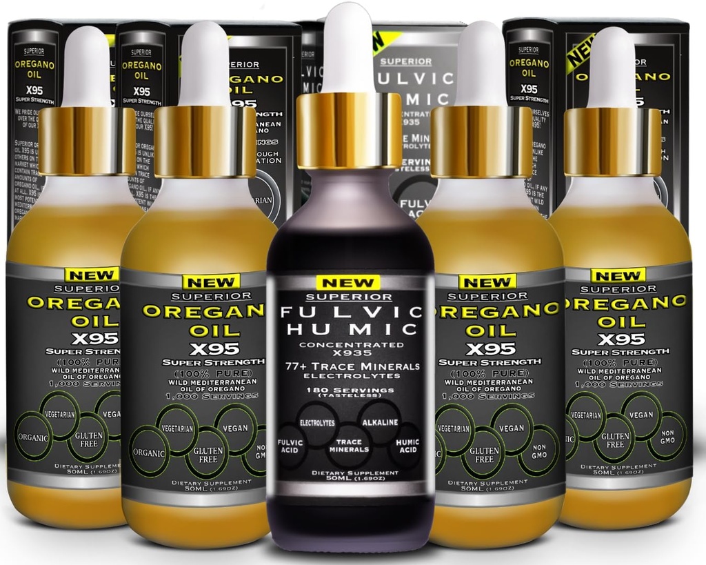 Fulvic Acid Humic Ionic Trace Mineral Drops med Electrolytes Plus Oregano Oil Drops Super Strength Versatile Så Olie af Oregano Softgels og Kapsler
