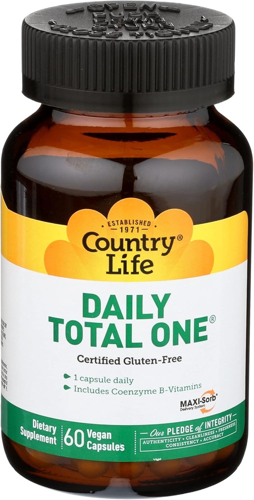 Country Life Daily Total One med jern - Fuld Spectrum fordøjelsesmiddel Enzyme Blend - 60 vegetariske kapsler